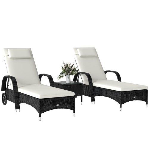 Outsunny pcs rattan lounger - 3,