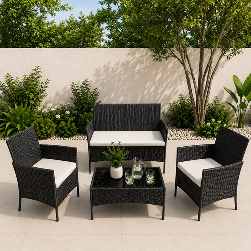 Rattan loveseat sofa set - rattan,