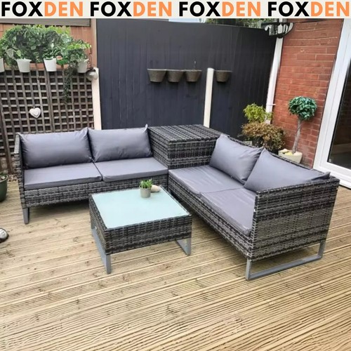 Grey patio rattan corner - corner, sofa