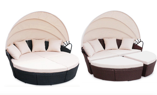 Rattan outdoor sun lounger - outdoor,