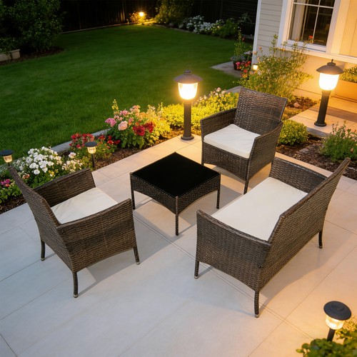 4xrattan sofa table chair set - sofa, table+chair