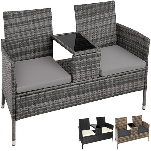 Poly rattan bench glass - rattan,
