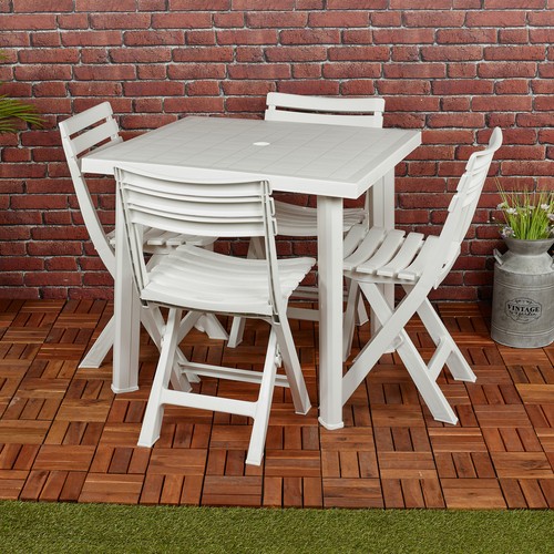 White plastic garden dining - plastic,
